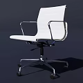 Modern White Leather Upholstered Single Chair With Metal Frame Armrests And Silver Base Wheels
