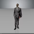 Man in Gray Suit Holding Red Folder Standing Against Gray Background 3d model