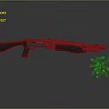 Modern Tactical Shotgun Weapon With Red Bullets On Gray Background 3d model