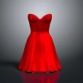 Elegant Red Strapless Dress With Bowknot Detail And Flared Satin Skirt For Women