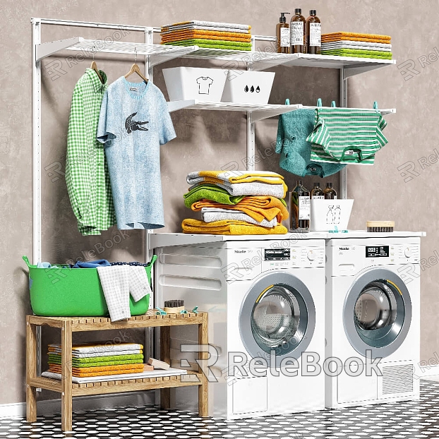 Modern washing machine work room washing machine rack clothes combination model