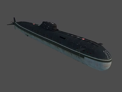 Military Submarine Weapon with Dark Hull White Bottom and Naval Design Features 3d model