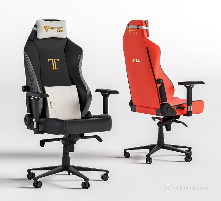 Ergonomic Gaming Office Chair With Black White Red Design T Logo And Adjustable Armrests 3d model 