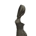 Stylish Dark Long Ruffled Dress With Hooded Collar And Flowy Silhouette