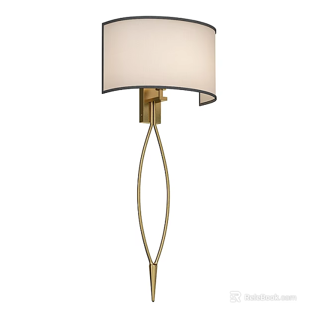 Elegant Modern Wall Lamp With White Fabric Lampshade And Gold Metal Frame 3d model 