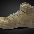 Worn Look Beige High Top Sneakers With Gray Laces And Nike Logo