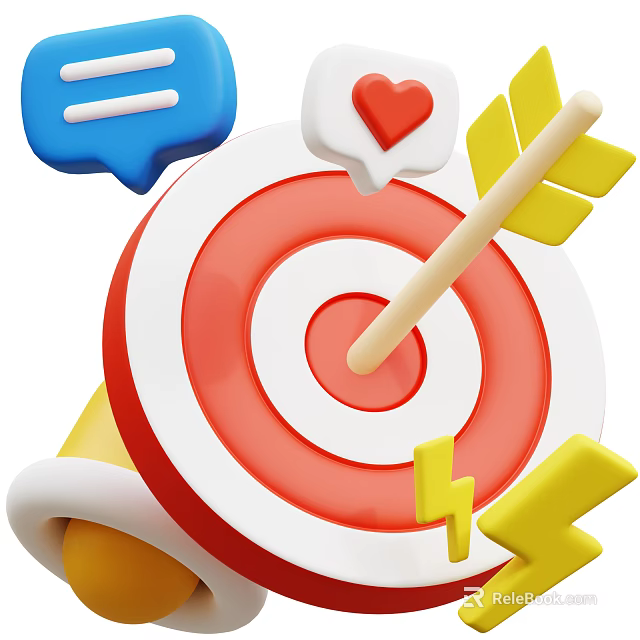 Stylish Decorative Ornament Set With Target Arrow Speech Bubble Heart And Lightning 3d model 