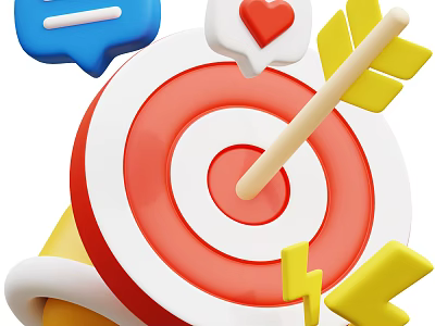 Stylish Decorative Ornament Set With Target Arrow Speech Bubble Heart And Lightning 3d model