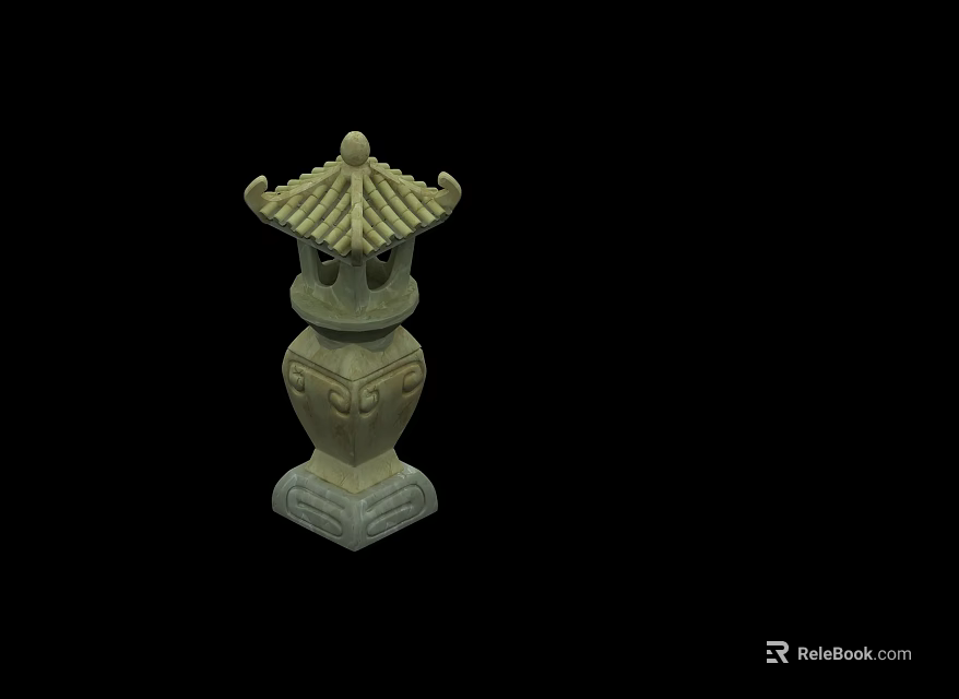 Traditional Pagoda Style Stone Garden Ornament With Carved Details And Decorative Design 3d model 