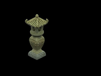 Traditional Pagoda Style Stone Garden Ornament With Carved Details And Decorative Design 3d model