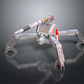 Mechanical Spider Creature Model With Metallic Legs And Red Sensor Parts 3d model