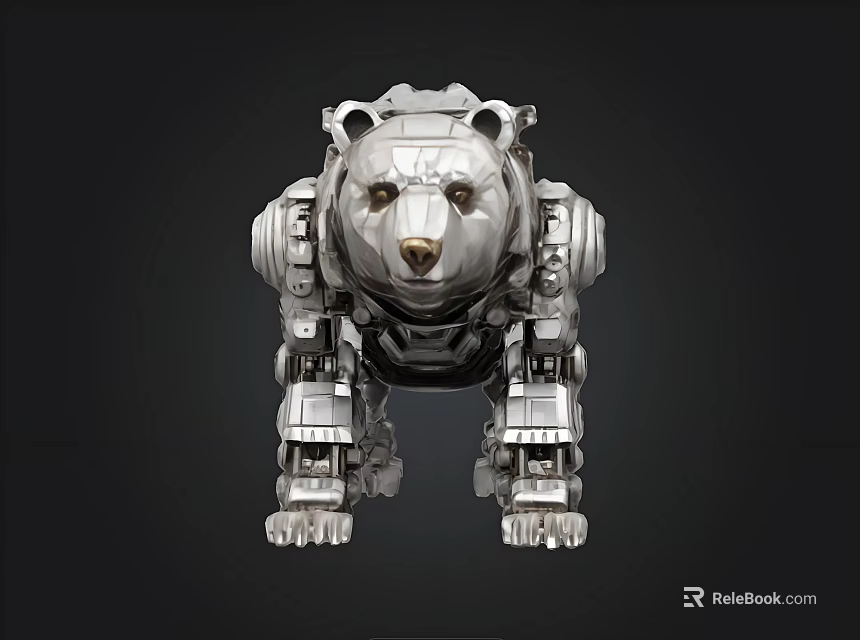 Intelligent Mechanical Bear Robot With Advanced Metallic Structure And Futuristic Design 3d model