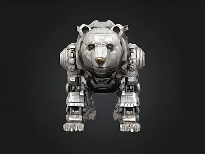 Intelligent Mechanical Bear Robot With Advanced Metallic Structure And Futuristic Design 3d model