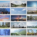 Aerial Planning of Modern Urban Landscape with Architectural Design and Natural Elements