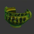 Ancient Yellow Pottery Sculpture Carving With Spotted Pattern And Broken Handles