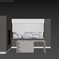 Modern Kitchen Interior With White Cabinets Under Cabinet Lighting And Marble Island