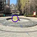 Ornamental Multi Tiered Water Fountain With Circular Flower Bed And Illuminated Lights