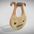 Classical Wooden Lyre Musical Instrument Artistic Tool with Curved Arms and Strings