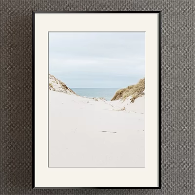 Coastal Landscape Painting With White Sand Dunes Calm Sea And Clear Sky View 3d model