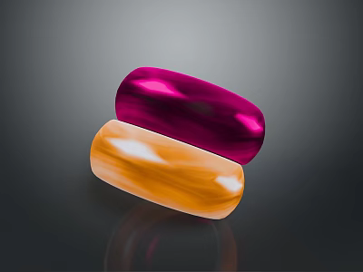 Shiny Purple And Orange Oval Fashion Accessories For Daily Clothing Outfit 3d model