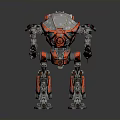 Red Humanoid Robot Featuring Transparent Cockpit And Detailed Metallic Mechanical Armor Structure 3d model