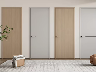 Modern swing door single door bedroom door 3d model