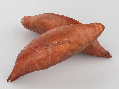 Fresh Raw Sweet Potatoes With Vibrant Orange Skin And Nutritious Flesh 3d model