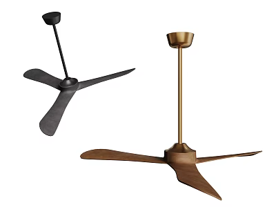 Modern Three Blade Ceiling Fans in Black and Bronze Design for Home Cooling Solutions 3d model