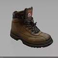 Sturdy Brown Leather Work Boots With Durable Laces And Thick Rubber Sole 3d model