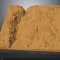 Detailed Earth Toned Topographic Model With Layered Mountain Gorges And Smooth Black Base