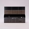 Modern Kitchen Cabinets With Black And Wood Tones And Sleek Countertop Design