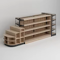 Supermarket Retail Shelving With Wooden Layers And Tiered Display Racks