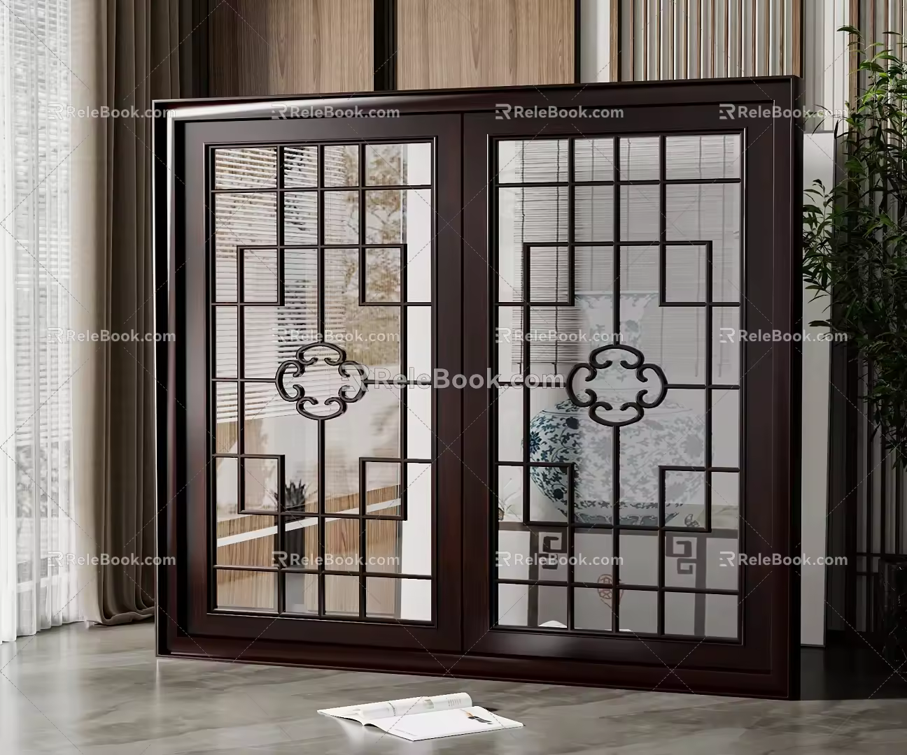New Chinese-style openwork window 3d model