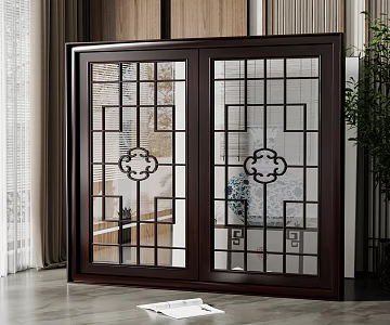 New Chinese-style openwork window 3d model