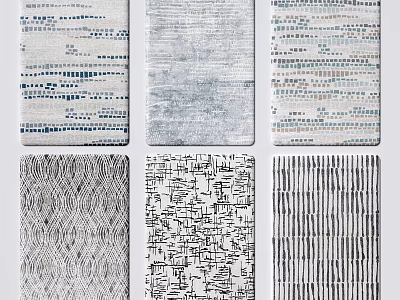 Square Rugs With Various Modern Patterns In Blue Grey And White Tones 3d model