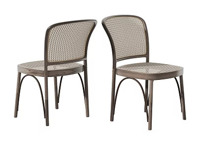 Two Woven Leisure Chairs With Sleek Metal Frame And Curved Legs Design 3d model