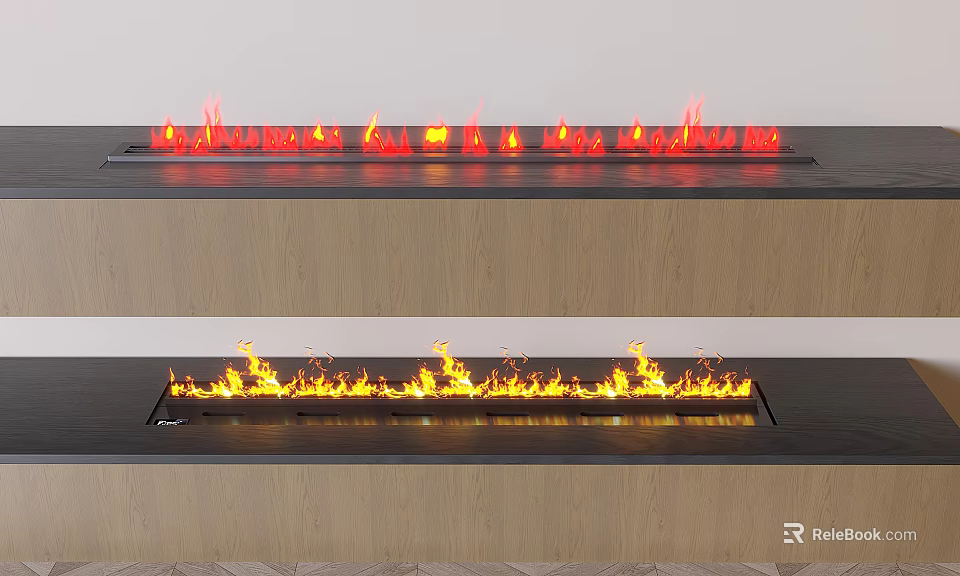 Elegant Modern Fireplace Interior Design With Vibrant Flames And Warm Glow 3d model 