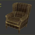 Brown Leather High Back Armchair With Classic Design And Wooden Legs For Living Room