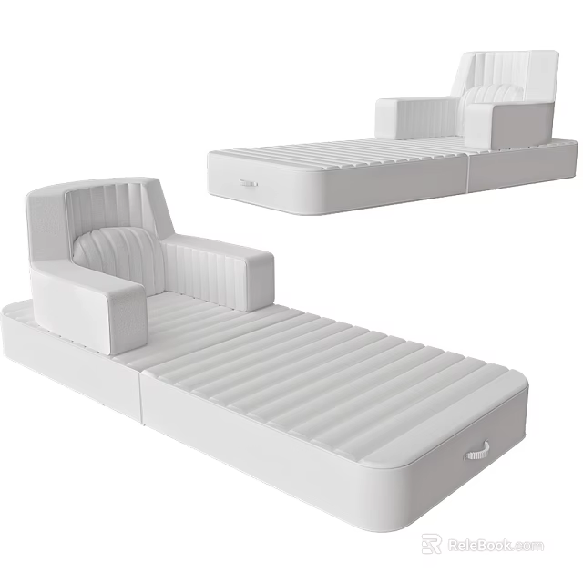 White Inflatable Lounger Bed With Backrest And Comfortable Mattress Design 3d model 