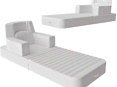 White Inflatable Lounger Bed With Backrest And Comfortable Mattress Design 3d model