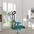 Comfortable Ergonomic Office Chair With Adjustable Armrest And Size Measurement Markings