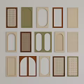 Various Wardrobe Doors With Arch Panel Mesh Louver Designs In Brown Green Beige Colors