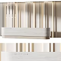 Modern Reception Desk Design With Stone Surface And Vertical Lighting Elements 3d model