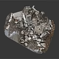 Natural Crushed Stones Pile With Irregular Shapes Against Dark Background