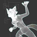 Energetic Orange White Fox Game Movie Character With Green Eyes Scarf And Black Paws