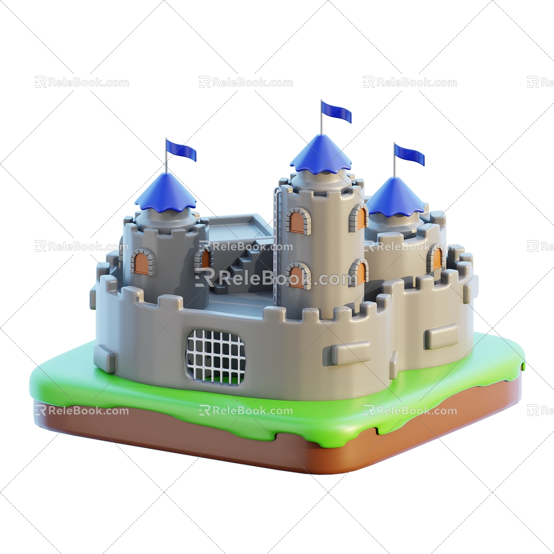 European-style castle European-style castle European-style building cartoon castle 3d model