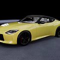 Yellow Sports Coupe Car With Sleek Design Black Roof And Black Wheels