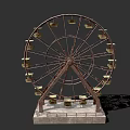 Ferris Wheel Amusement Equipment With Metal Structure Cabins And Concrete Base Steps
