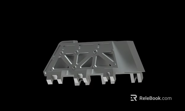 Precision Industrial Metal Component Featuring Structural Holes And Support Frame 3d model 