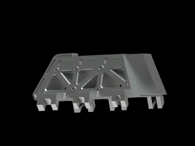 Precision Industrial Metal Component Featuring Structural Holes And Support Frame 3d model